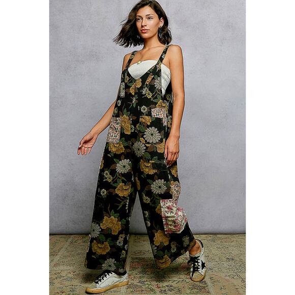 POL Wide Leg Floral Print & Patchwork Overall - Picture 2 of 4